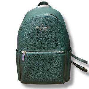 Kate Spade Leila Dome Backpack Deep Jade Pebbled Leather Green Purse Medium